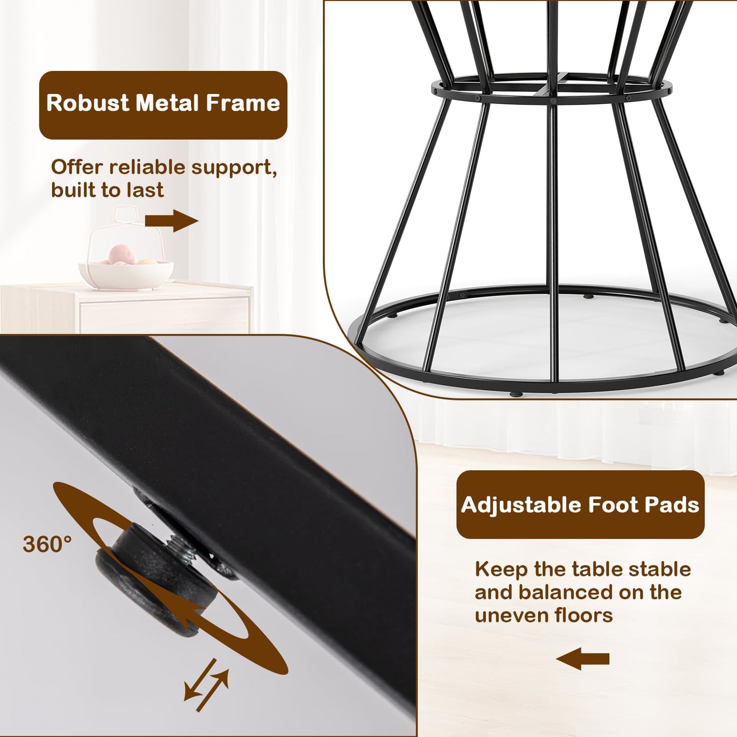 118cm Dining Table for 4-6 People, Round Kitchen Table