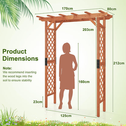 Wooden Garden Arch Entryway Trellis Pergola Arbour(152 x 80 x 215cm)