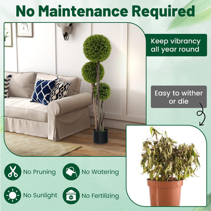 Artificial Cypress Topiary Ball Tree, 4FT/120CM Artificial Cedar Plants