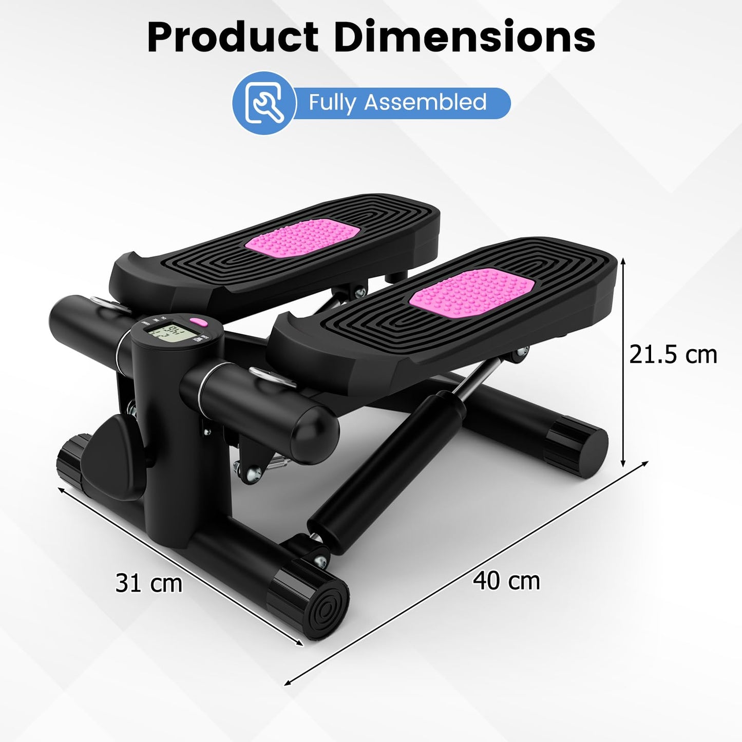 Mini Stepper for Workout Portable Hydraulic Stepper with Resistance Bands