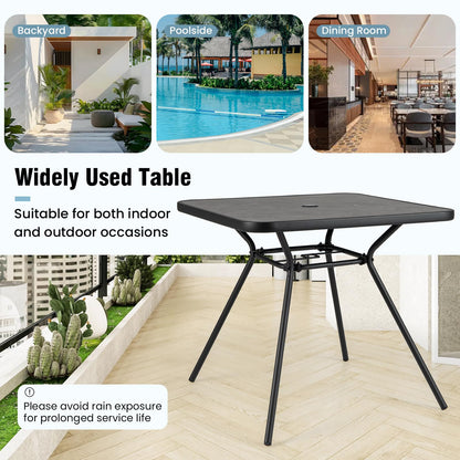 80 x 80 cm Patio Dining Table for 4 Persons with Faux Marble Top