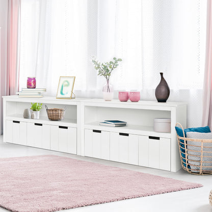 Wooden Playroom Chest with Drawers and Large Open Shelf