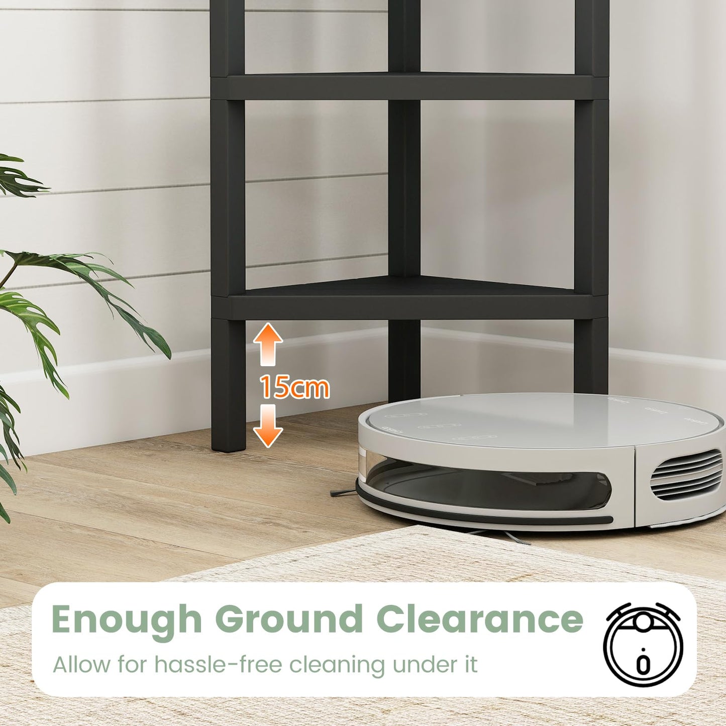 4-Tier Corner Shelf Stand with Open Slatted Shelves