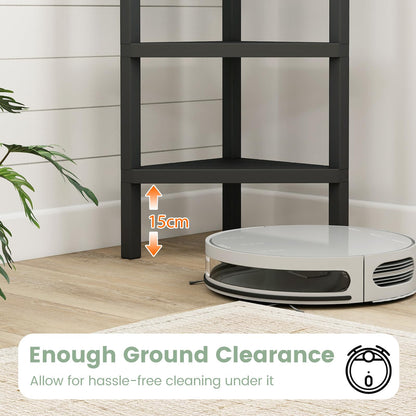 4-Tier Corner Shelf Stand with Open Slatted Shelves