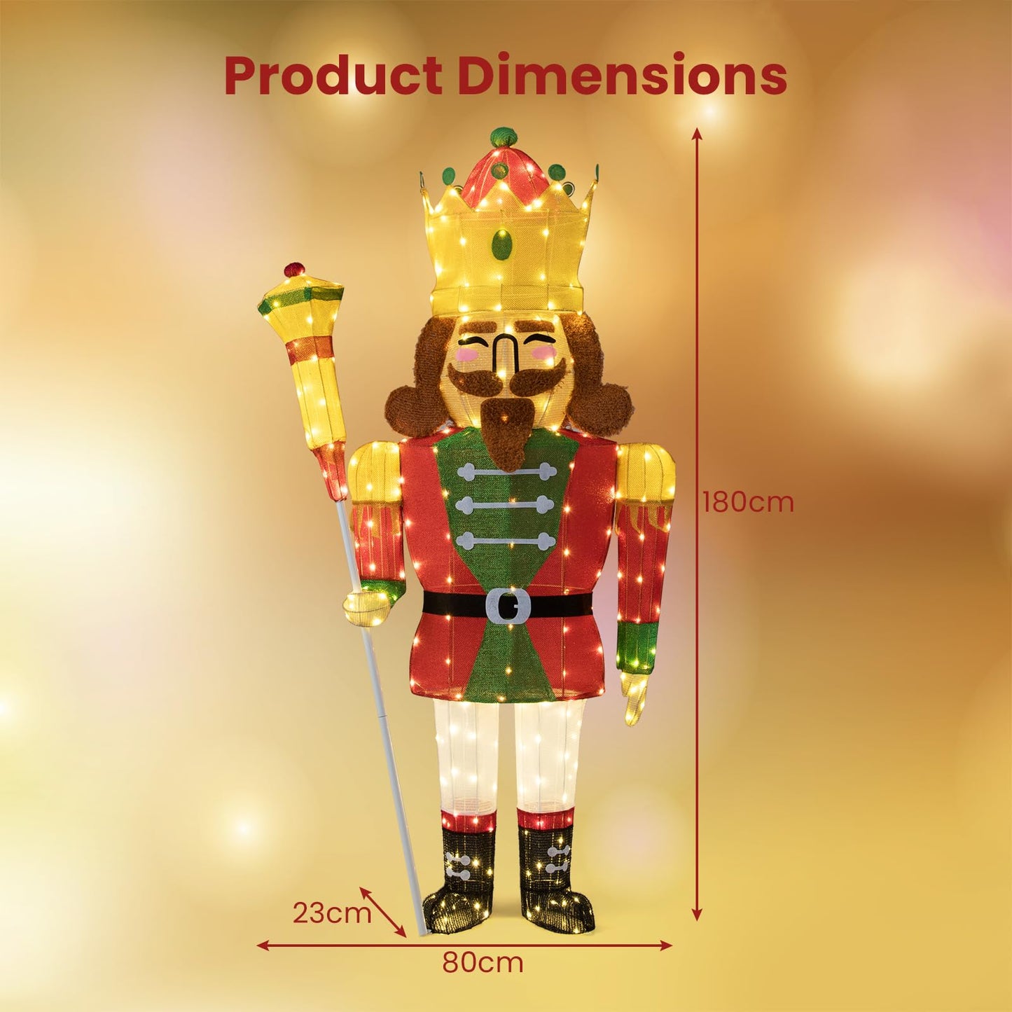 Lighted Nutcracker Soldier, Outdoor 3D Christmas Decoration with LED Lights