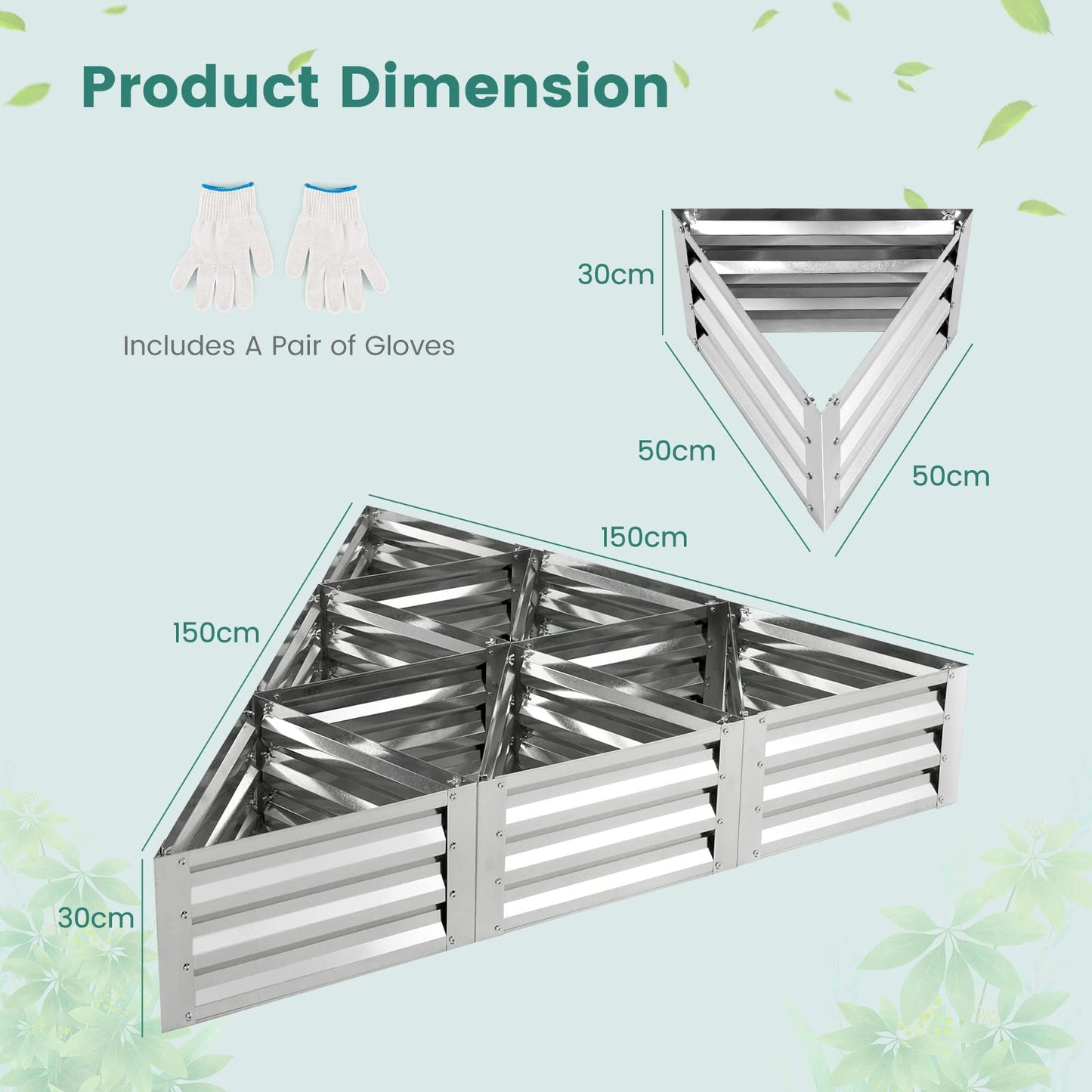 6 PCS Triangular Elevated Planter Box Kit with Open Bottom and Gloves