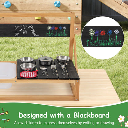 Mud Kitchen with Hanging Hooks for Boys Girls Ages 3+