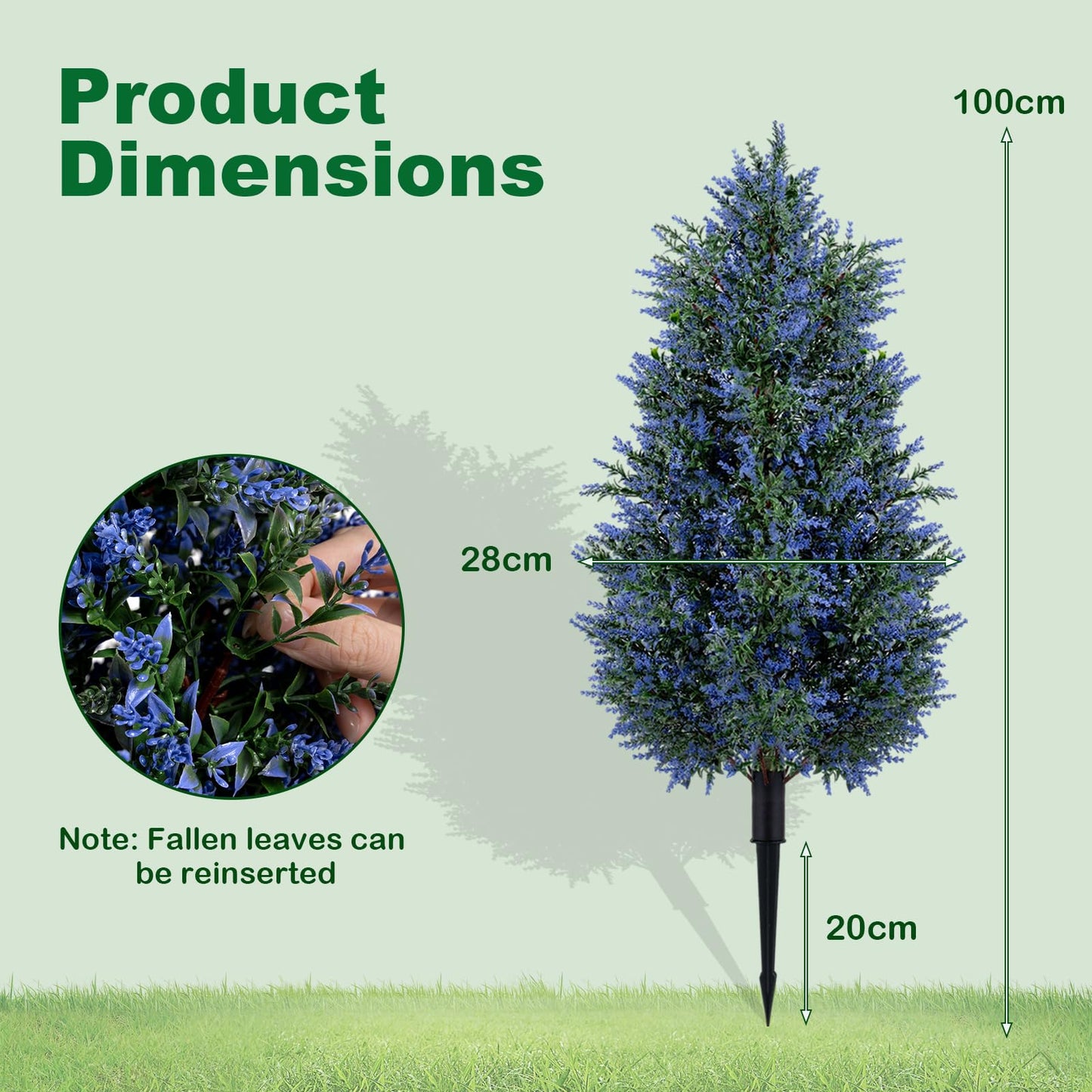 2 Pack 100cm Artificial Lavender Topiary Trees with Ground Spikes