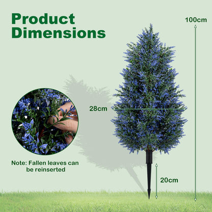 2 Pack 100cm Artificial Lavender Topiary Trees with Ground Spikes