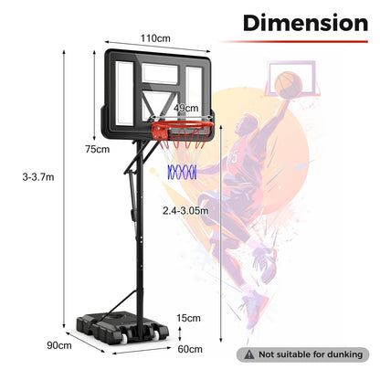 Outdoor Basketball Hoop System with Fillable Base and 2 Wheels