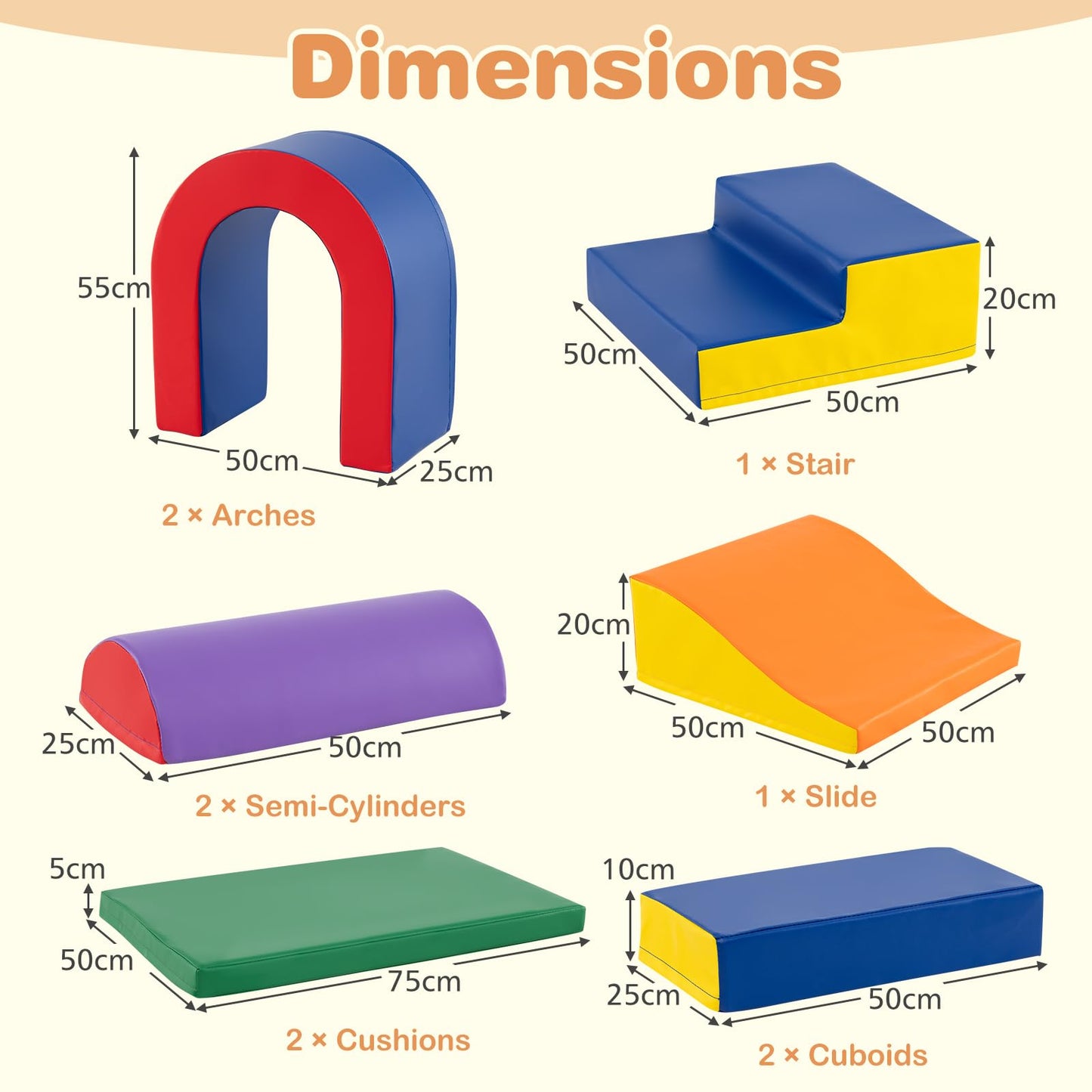 10-Piece Foam Climbing Blocks for Crawling Climbing and Sliding