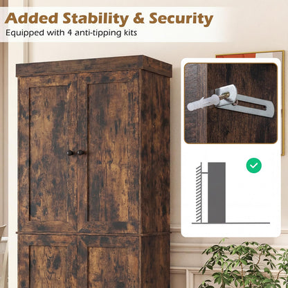 Tall Kitchen Cupboard, Pantry Storage Cabinet with 4 Doors
