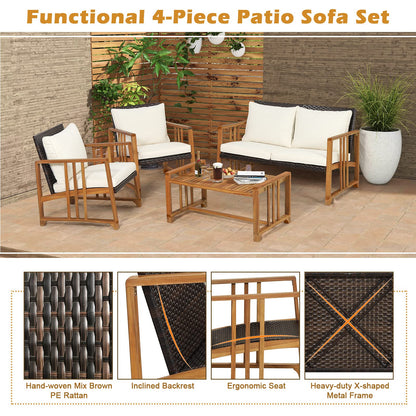 4 PCS Garden Furniture Set for Balcony Yard