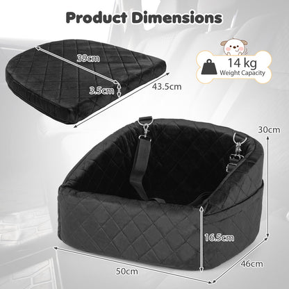 Dog Car Seat, Soft Travel Dog Booster Seat with Safety Straps