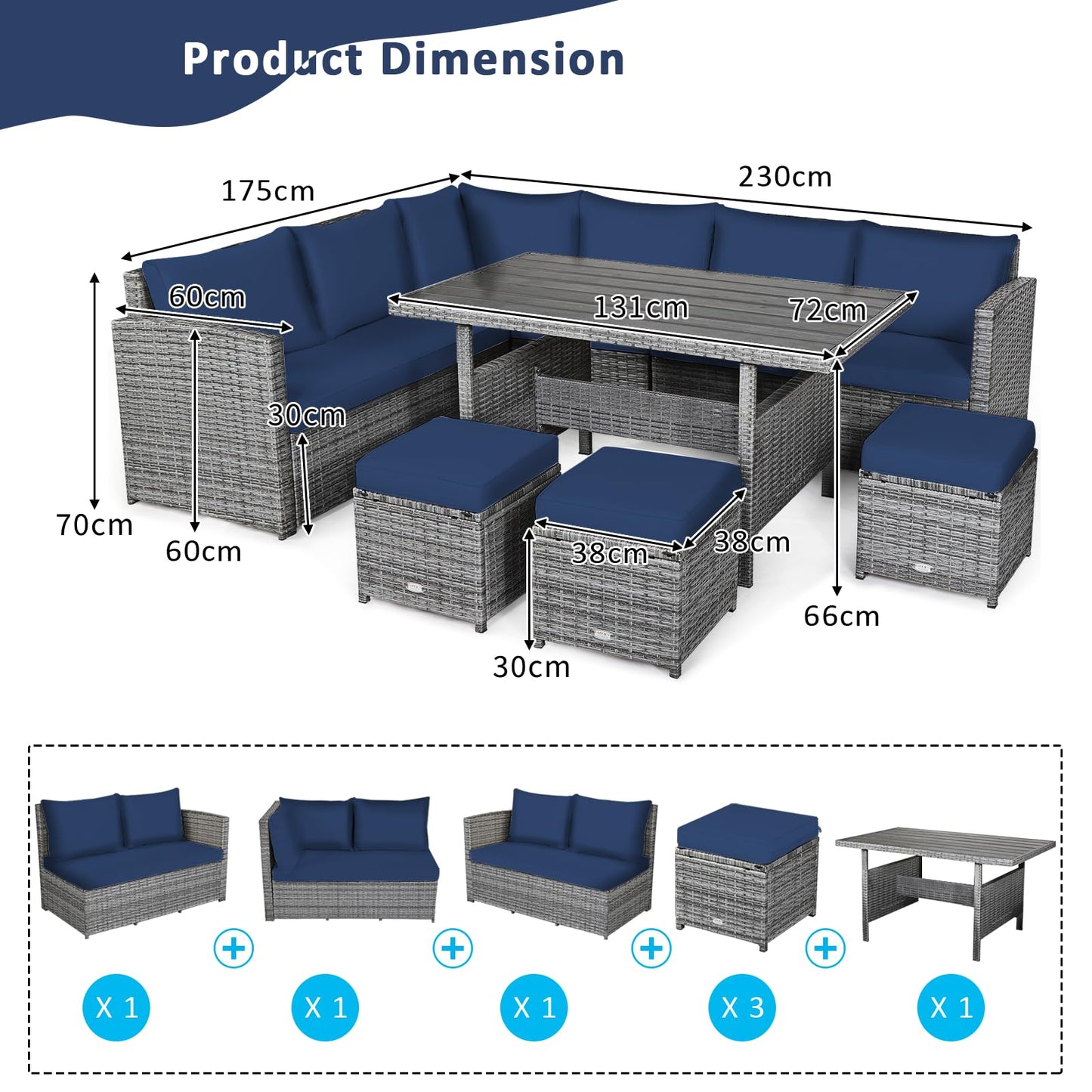 7-Piece Patio Furniture Set with Back and Seat Cushions
