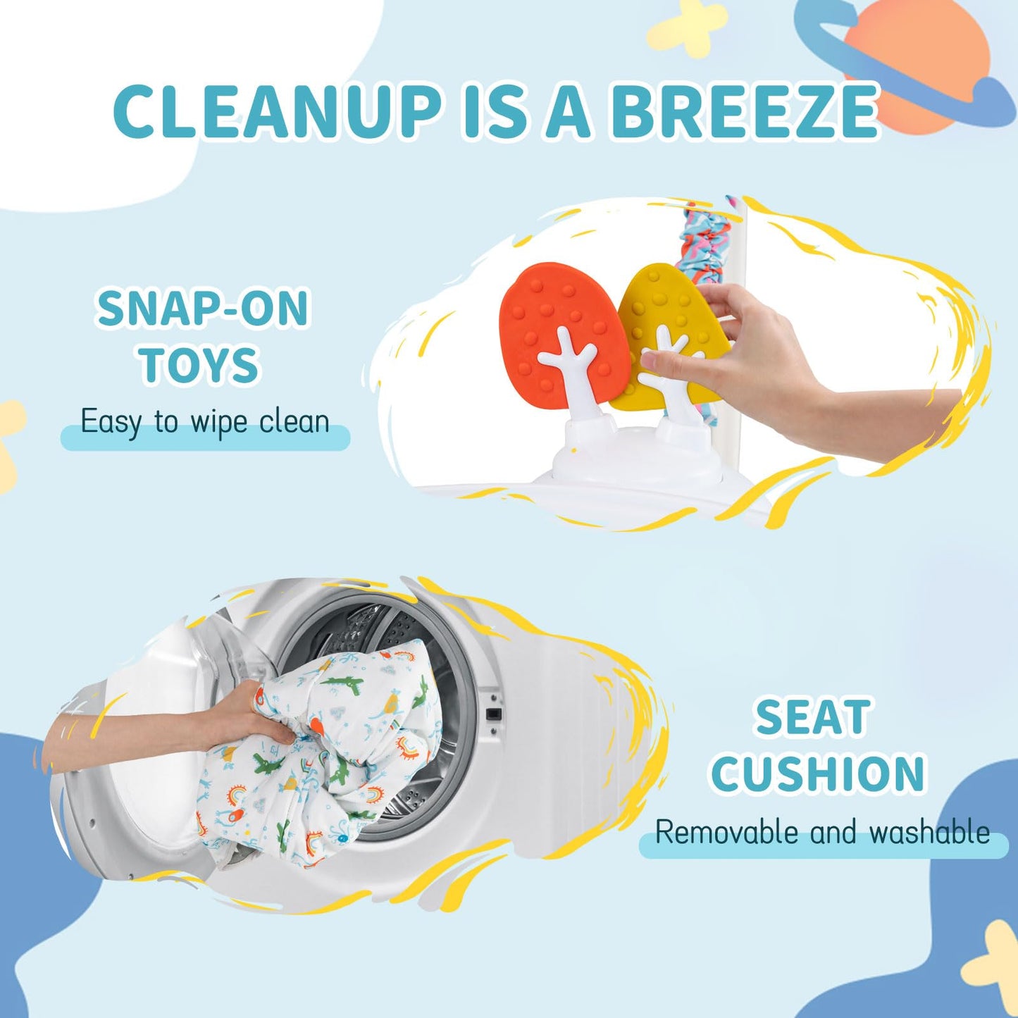 Baby Activity Center Baby Jumper and Bouncer with 6 Interactive Toys for Babies Age 6 Months +