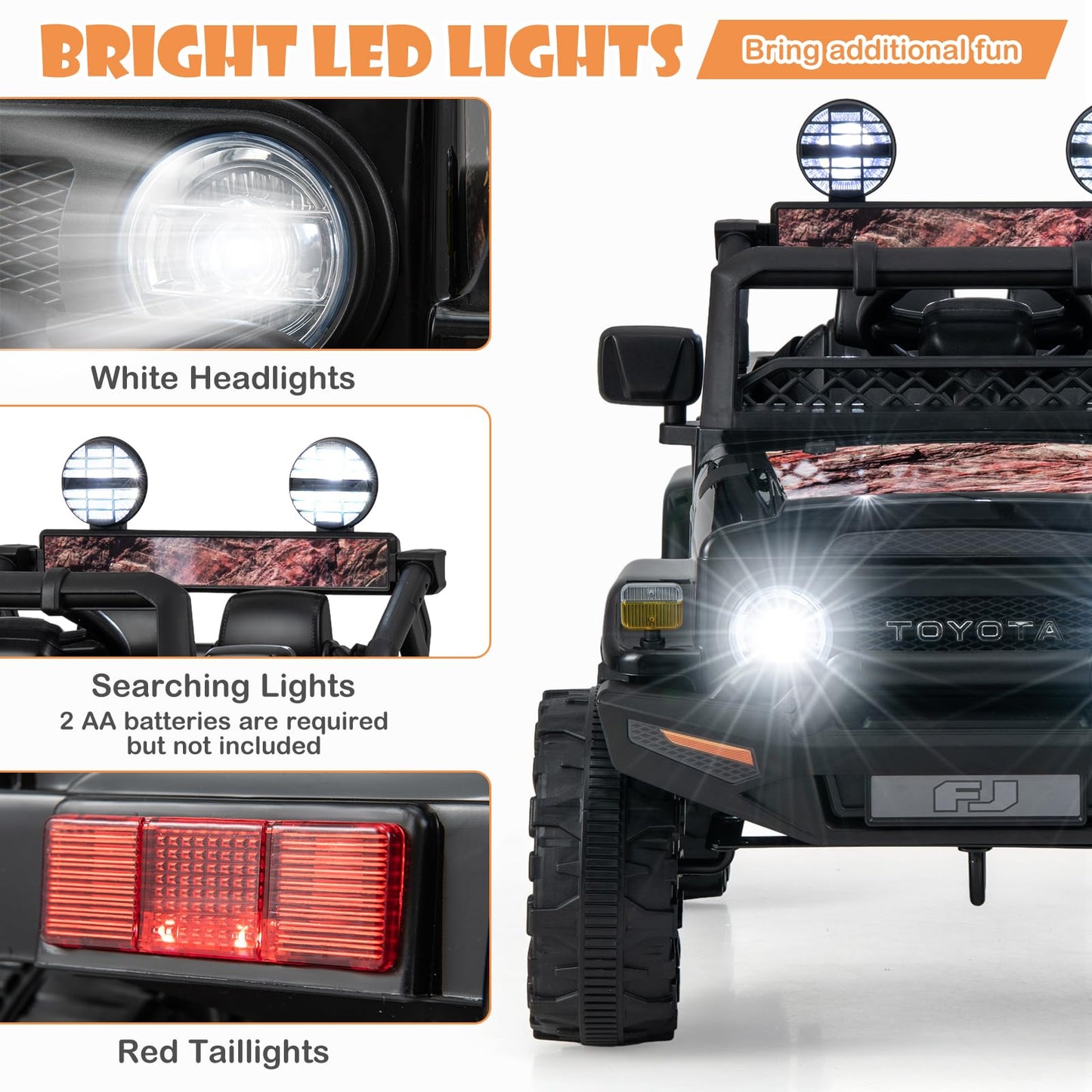 Kids Electric Ride On Car, 12V Licensed Toyota FJ Off Road Truck