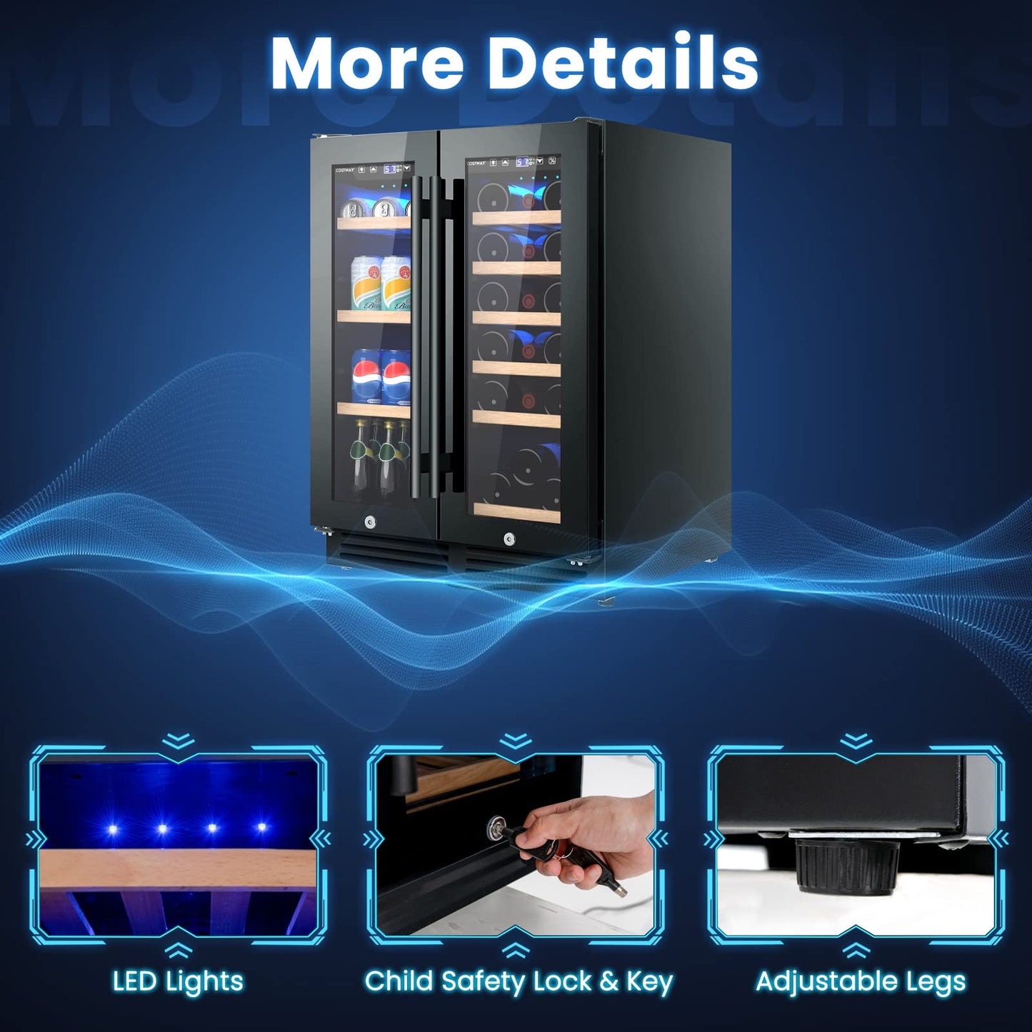 120L Dual Zone Wine Beverage Refrigerator