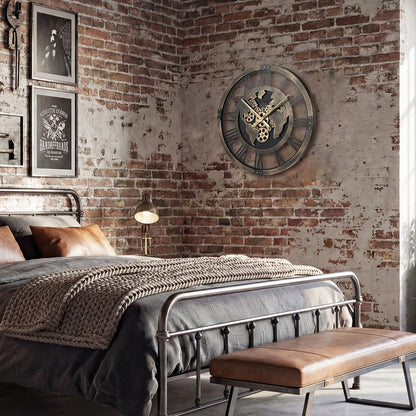 Large Wall Clock, 27”/68cm Metal Non-Ticking Decorative Clock, Battery-Operated Wall Decoration