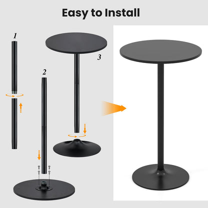 2-in-1 Bar Table Set of 2 with Detachable Pole & Metal Base