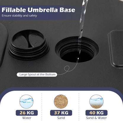 40KG Patio Parasol Base, Water and Sand Fillable Umbrella Stand