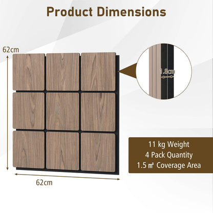 4 Pack Acoustic Panels for Walls 62 x 62 cm Sound Absorbing Panel