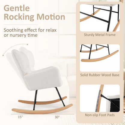 Nursery Rocking Chair with Comfy Backrest and Armrest