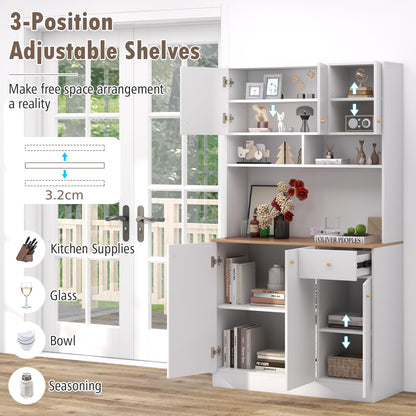 6 Door Buffet Pantry Storage Cabinet with Outlets
