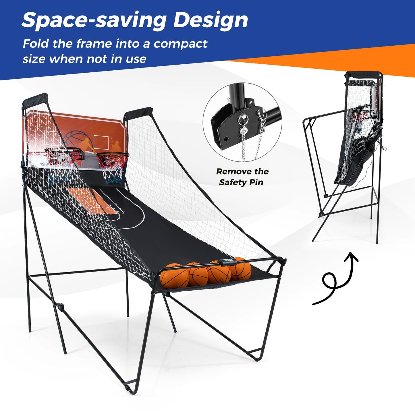 Kids Basketball Hoop Machine with 8 Exciting Playing Modes