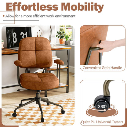 Height Adjustable Swivel Computer Desk Chair with Rocking Backrest and Armrests