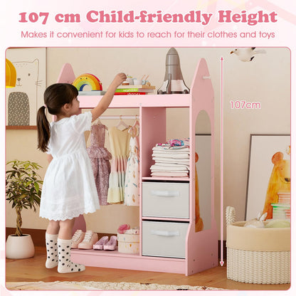 Kids Dress up Storage, Children Wardrobe with Mirror