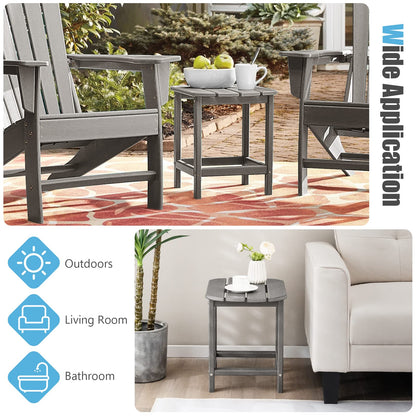 Weather-Proof HDPE Sofa End Table with Slatted Top and Curved Edge