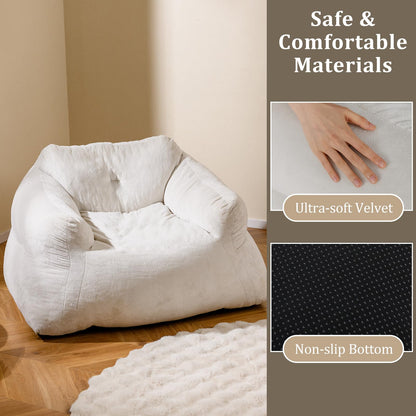 Bean Bag Chair with Velvet Cover and Non-slip Bottom for Bedroom