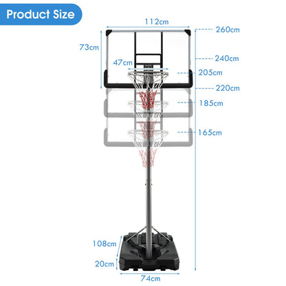 Portable Basketball Hoop with Metal Frame for Teenagers and Adults