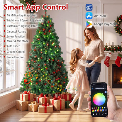 6FT Pre-lit Christmas Tree with 300 RGB LED Lights