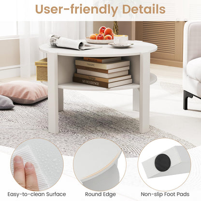 2 Tier Cocktail Center Accent Tea End Sofa Side Table with 4 Open Storage Shelves