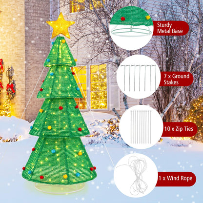 190 CM Lighted Collapsible Christmas Tree with 200 LED Warm Light