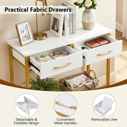 Narrow Console Table, 75cm Slim Entryway Table with 2 Storage Drawers and Open Shelf