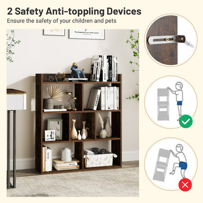 7 Cubes Open-back Bookshelf Home Storage Display Shelf
