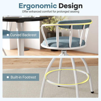 Counter Height Swivel Bar Stools Set of 2 Upholstered Barsools with Backrest