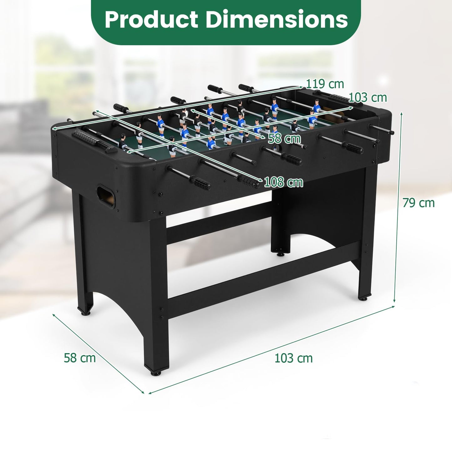 119 CM Competition Full Size Soccer Game Table with 22 Players