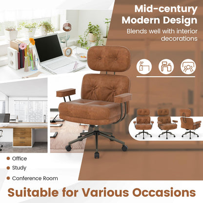 Ergonomic Home Office Chair Mid Century Modern Computer Desk Chair with Wide Tufted Seat