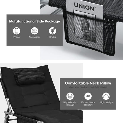 Adjustable Sun Lounger with Soft Mattress and Removable Pillow