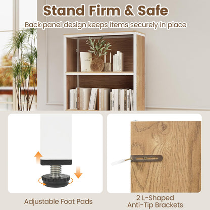 5-Tier Bookshelf, Freestanding Storage Bookcase Cabinet with 4 Storage Compartments