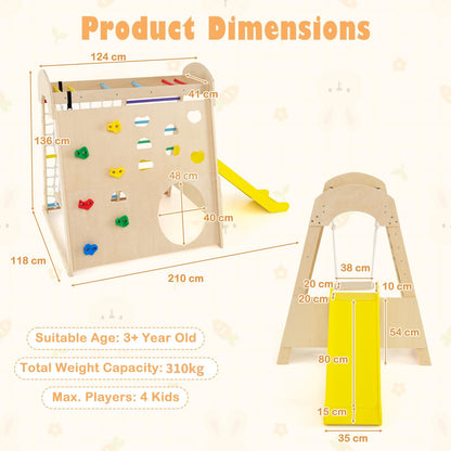 8-in-1 Indoor Jungle Gym Wooden Playground