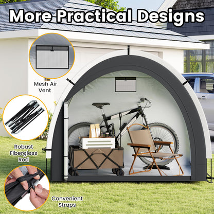 Bike Storage Shed Tent, Waterproof Anti-UV Garden Shed with Silver-coated Fabric
