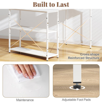 L-shaped Computer Desk Reversible Corner Desk with Adjustable Shelf