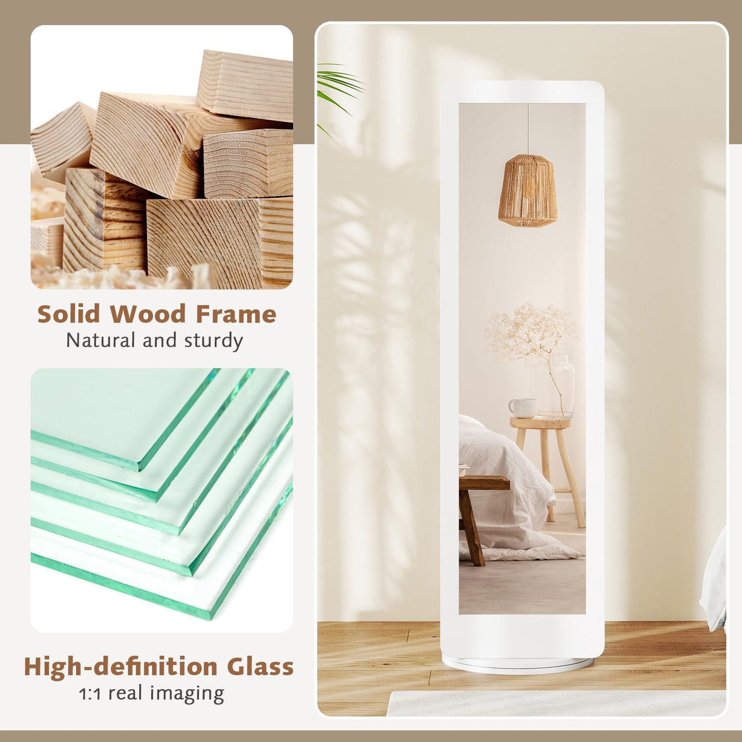 Full Length 2-in-1 Freestanding Dressing Mirror with Coat Rack