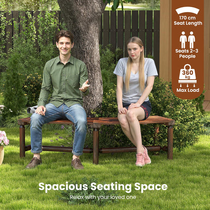 2-3 People Garden Bench, Wooden Curved Fire Pit Bench, Outdoor Loveseat Leisure Porch Seating