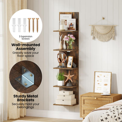 Wall Mounted Bookcase Shelving Unit, Wooden Storage Bookshelf